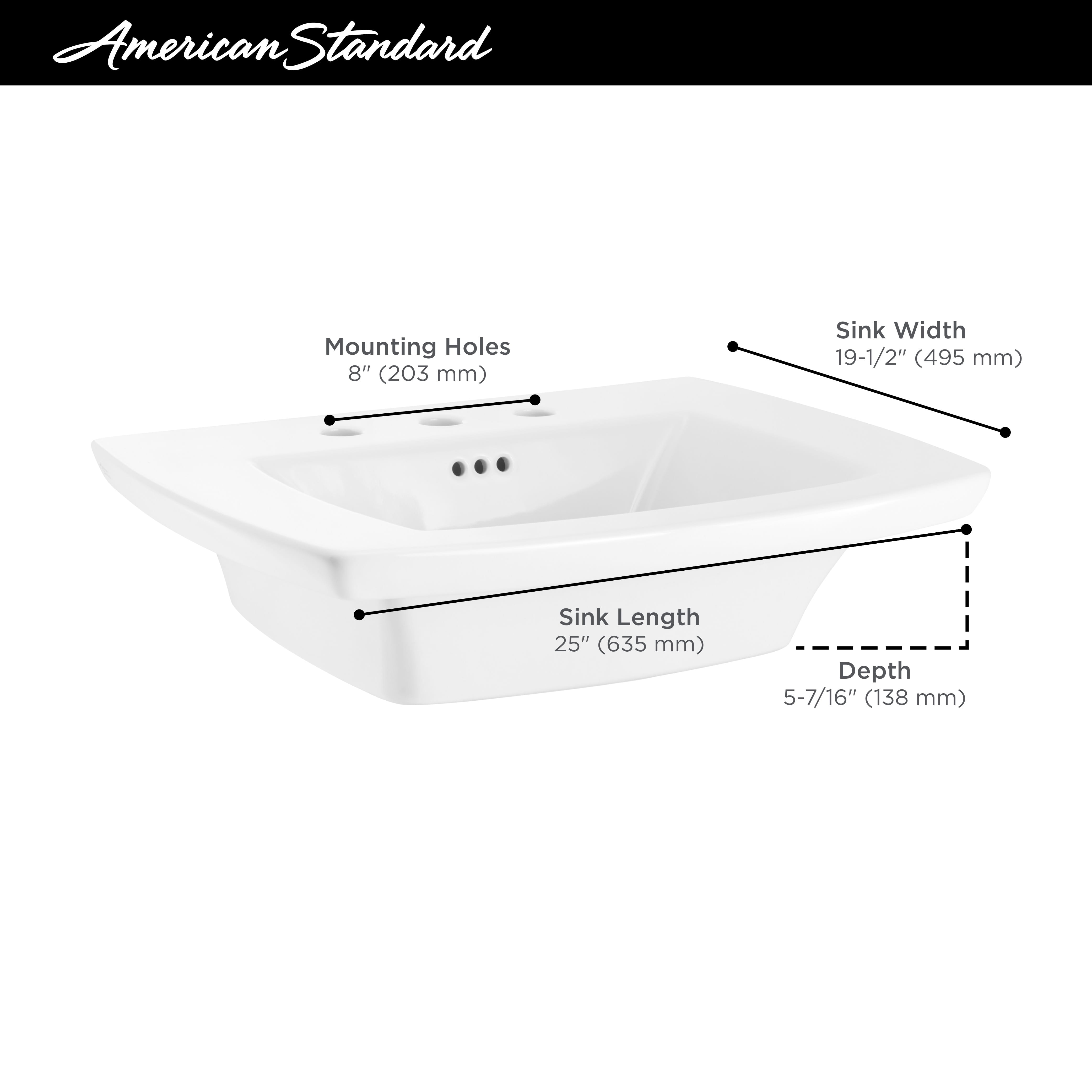 Edgemere® 8-Inch Widespread Pedestal Sink Top